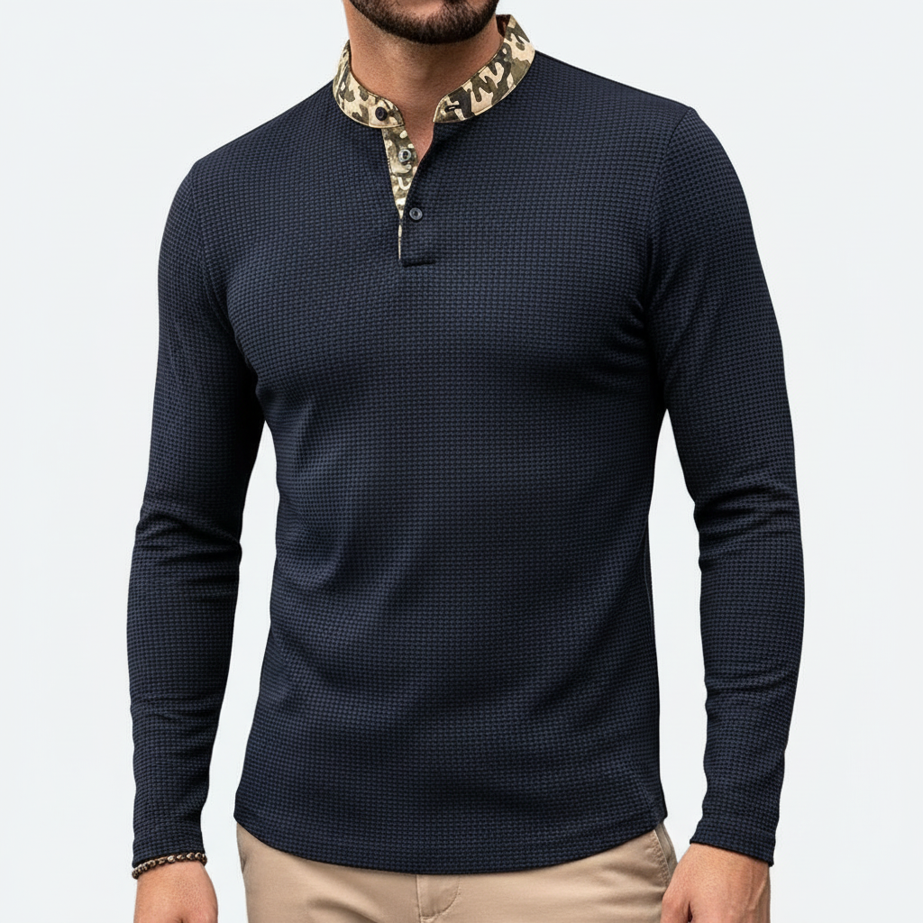 Glebronia | Camicia henley granata a maniche lunghe