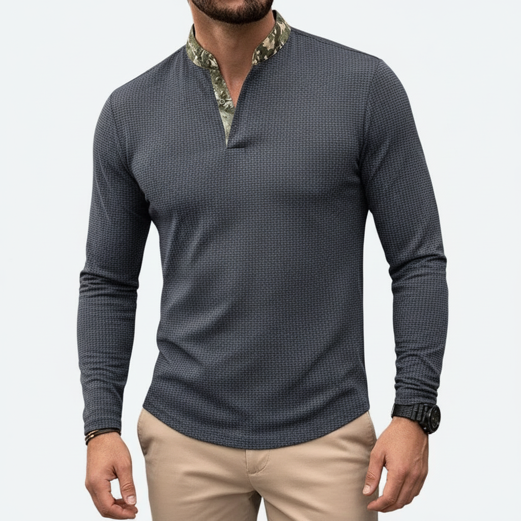 Glebronia | Camicia henley granata a maniche lunghe