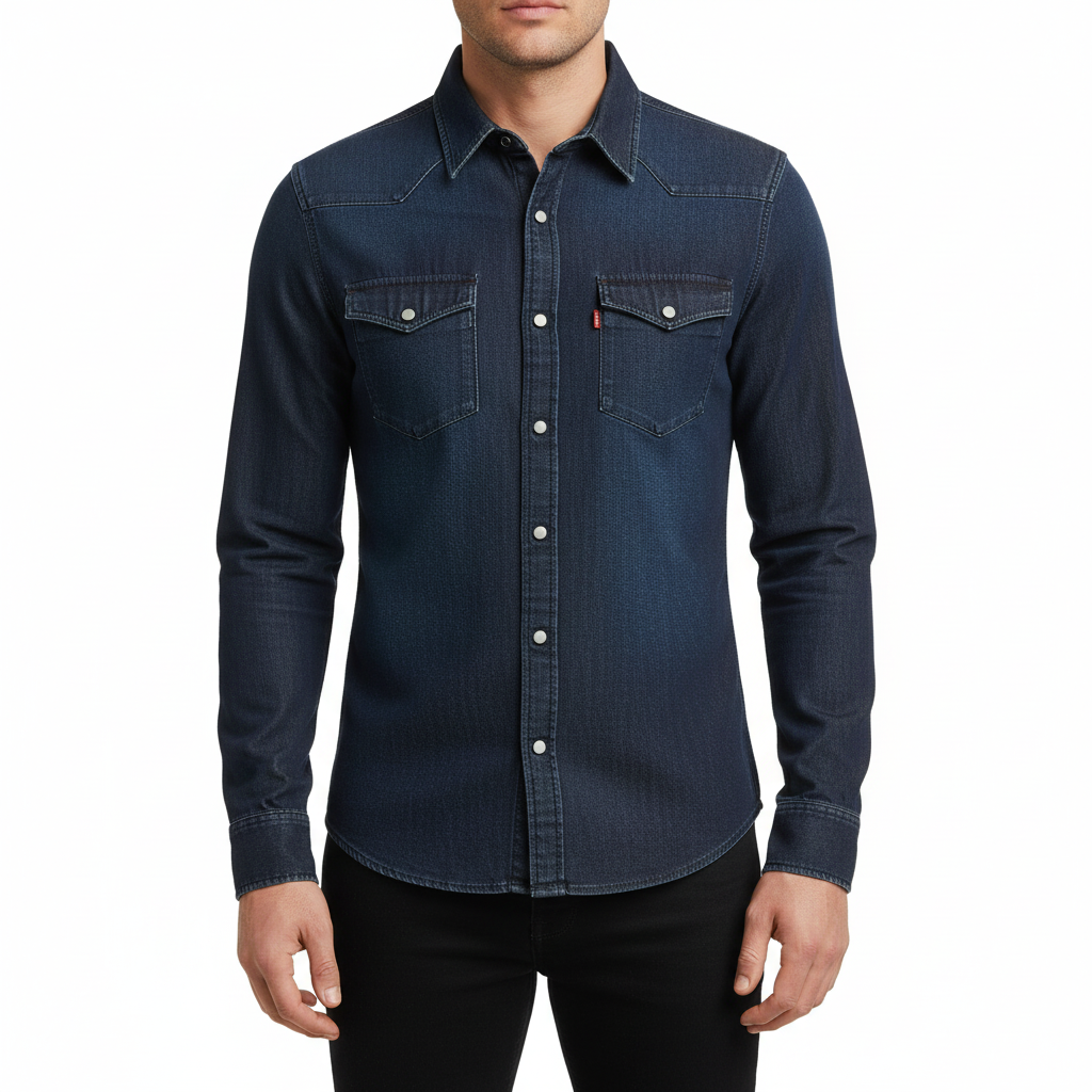 Glebronia | Camicia in denim elasticizzato con tasche e chiusura con bottoni