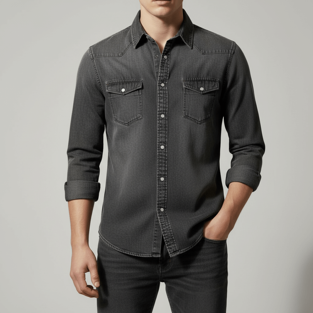Glebronia | Camicia in denim vintage con tasche