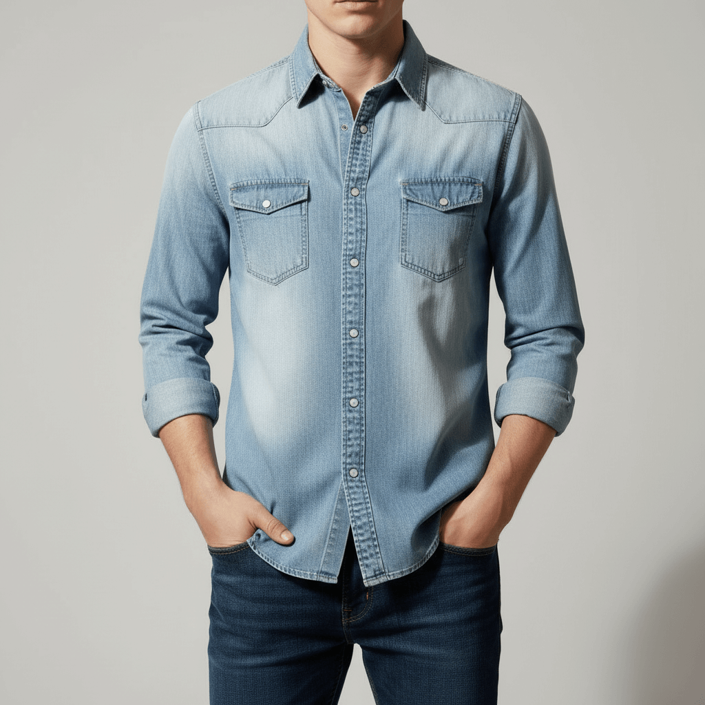 Glebronia | Camicia in denim vintage con tasche