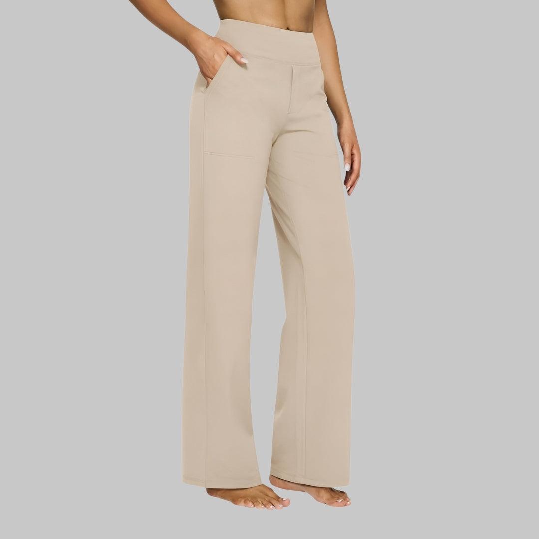 Glebronia | Comfort fit pantaloni elasticizzati con vita alta e tasche laterali