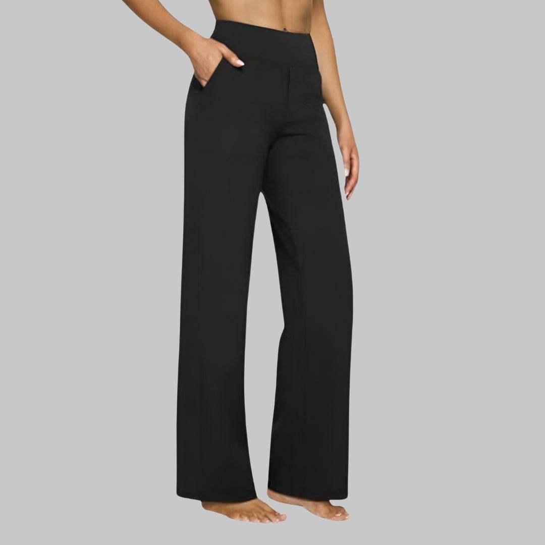 Glebronia | Comfort fit pantaloni elasticizzati con vita alta e tasche laterali
