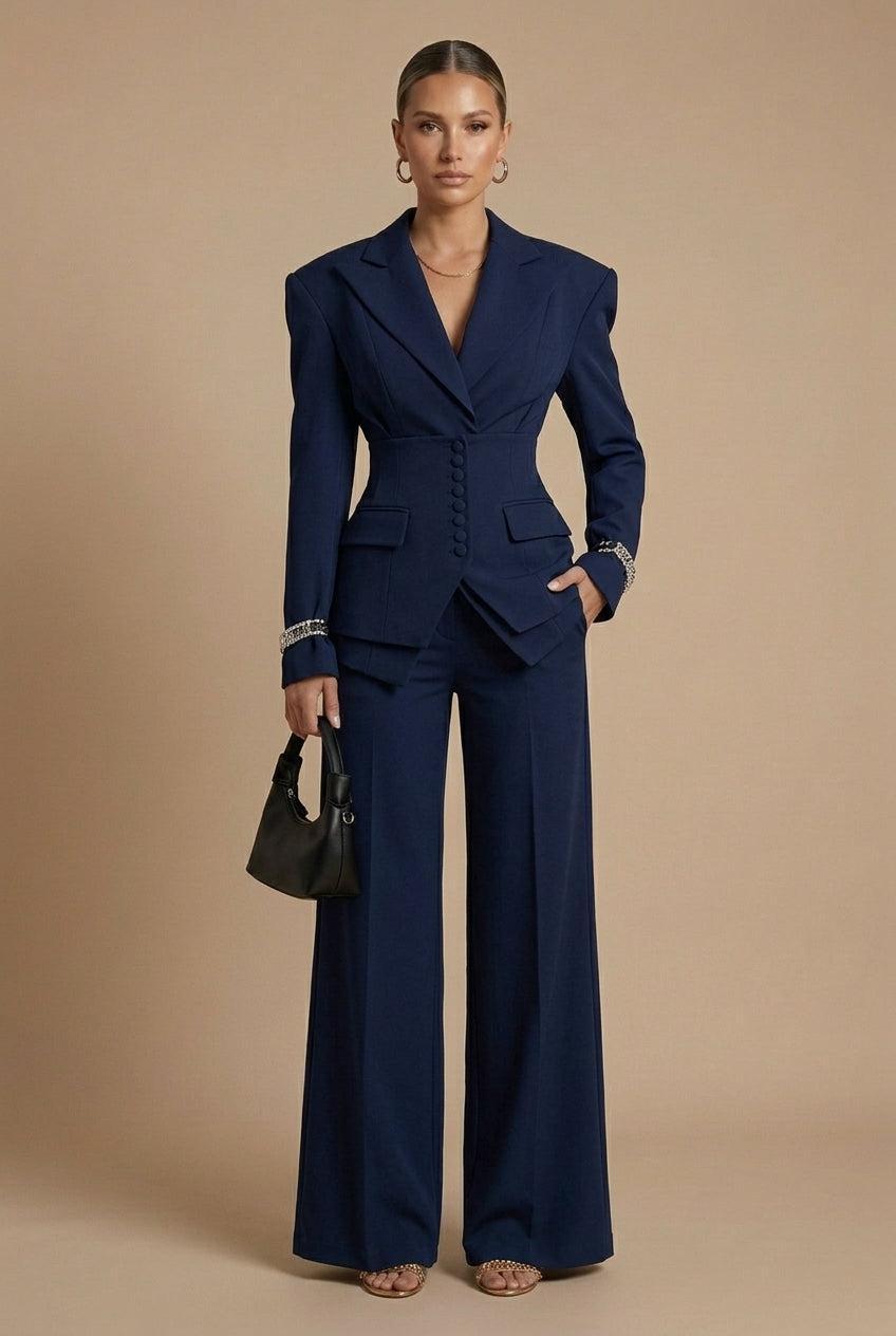 Glebronia | Completo composto da blazer con revers a punta e pantaloni