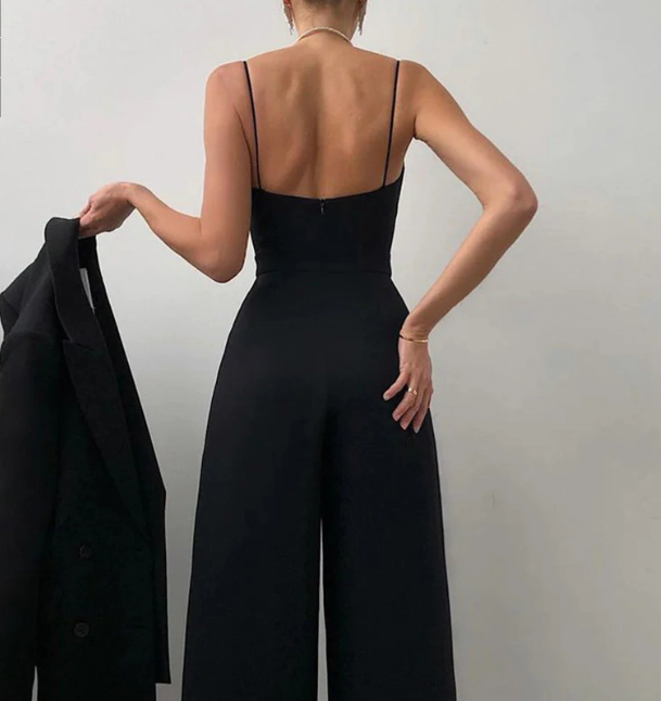 Glebronia | Elegante tuta a gamba larga in cotone e poliestere