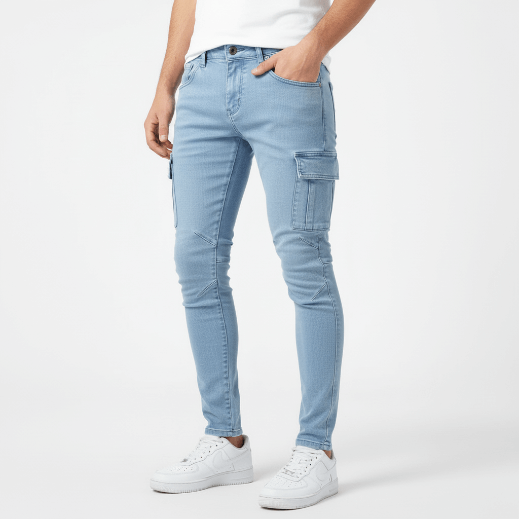Glebronia | Jeans skinny con tasche cargo e vestibilità slim