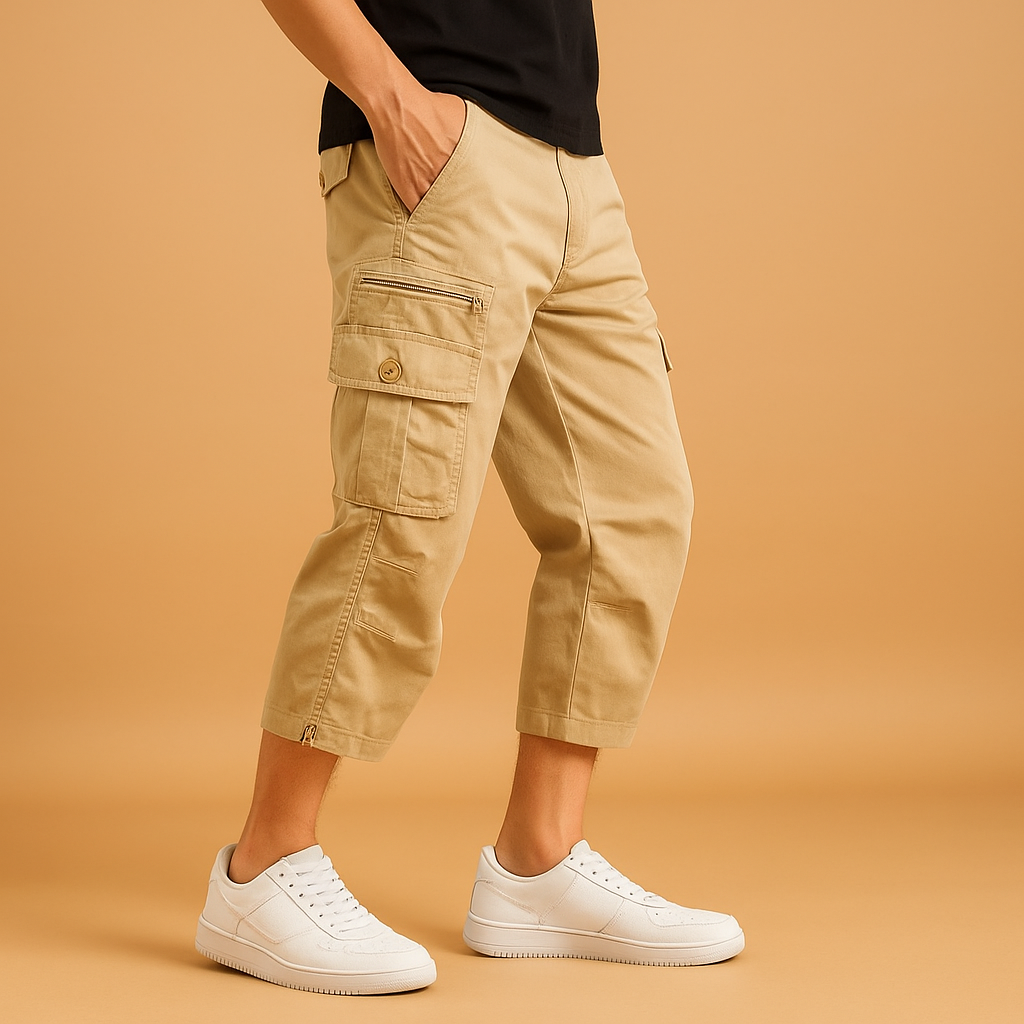 Glebronia | Pantaloncini cargo lunghi in cotone con tasche laterali