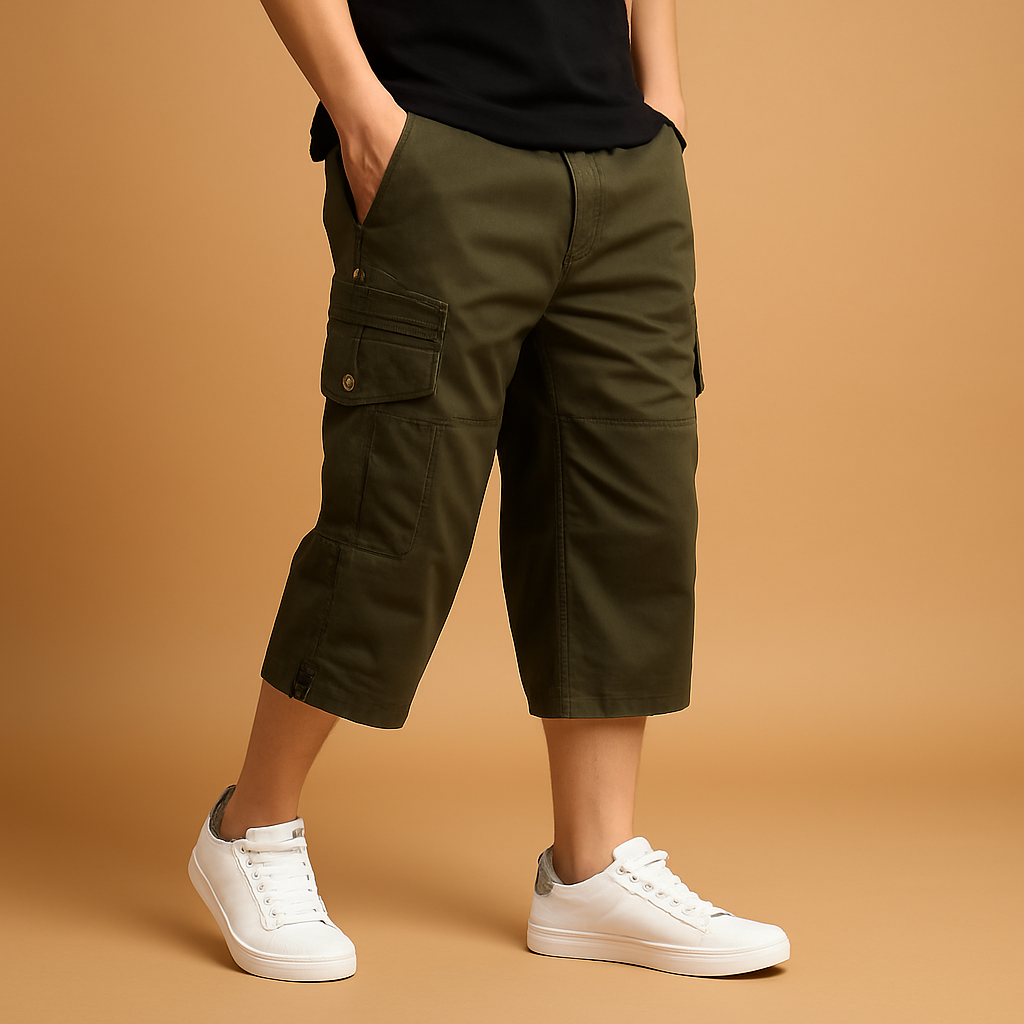 Glebronia | Pantaloncini cargo lunghi in cotone con tasche laterali