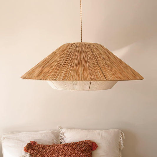 Lampada a Sospensione in Corda di Canapa | Lampade a Sospensione Dimmabili | Illuminazione per Soffitti Inclinati | Luce di Sospensione Minimalista | Aloha Sand Suspension Light 1