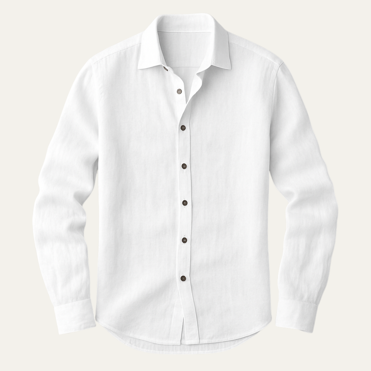 Camicia di lino da uomo a manica lunga, taglio ampio e collo classico, estiva casual - Bianco