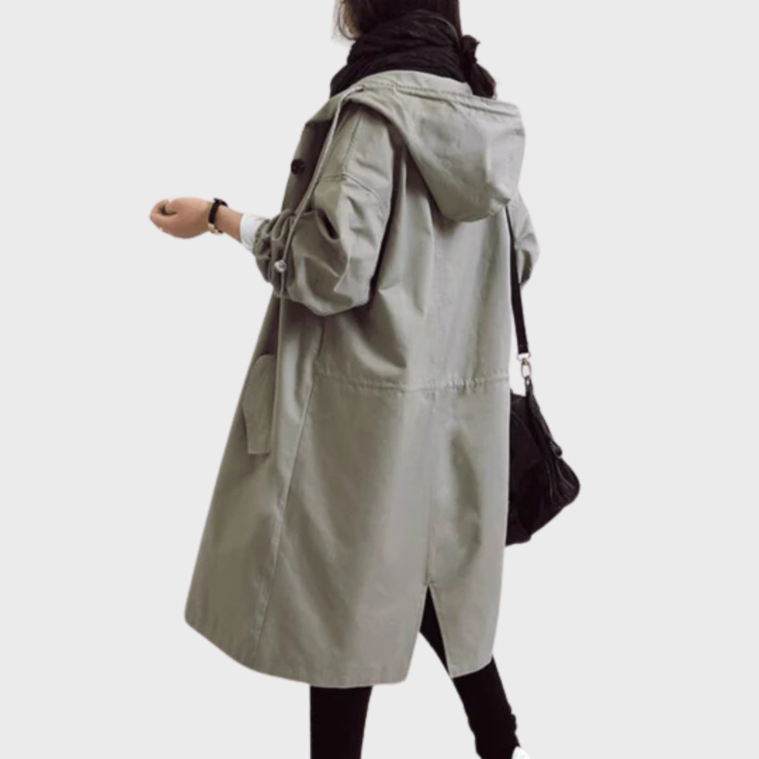 Cappotto da donna con cappuccio oversize, leggero e comodo, per mezza stagione, autunno e primavera - view 9