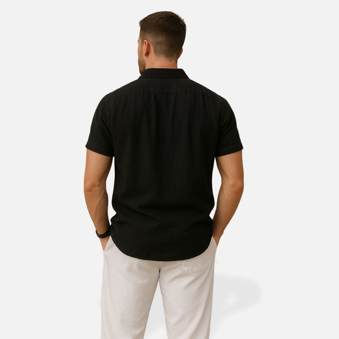 Completo in misto lino da uomo con camicia e pantaloni, casual ed estivo da mare, coordinato uomo - view 6