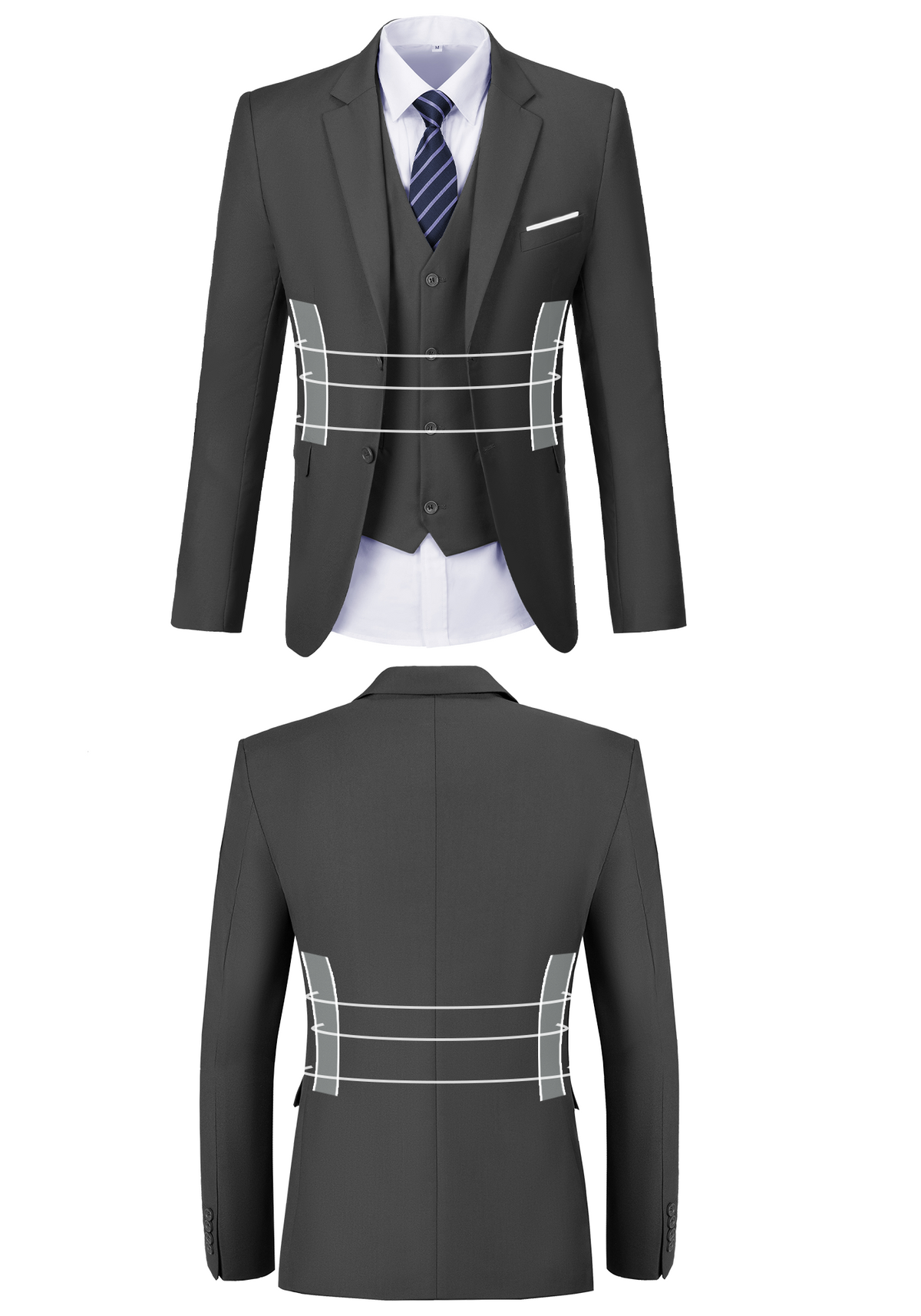 Completo uomo elegante 3 pezzi slim fit con gilet, da cerimonia e matrimonio - foto 32