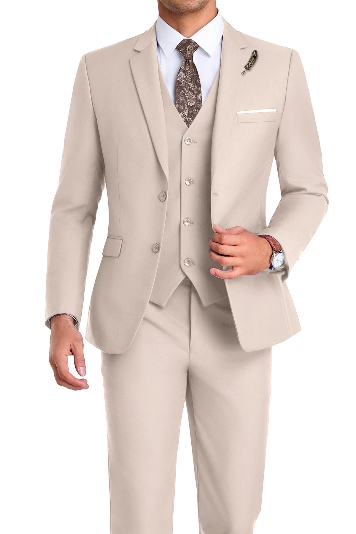 Completo uomo elegante 3 pezzi slim fit con gilet, da cerimonia e matrimonio - foto 34
