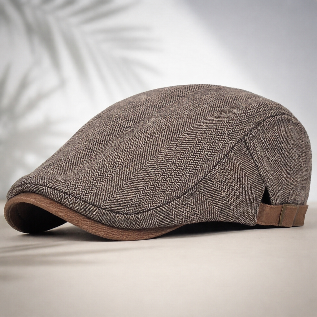 Coppola da uomo a spina di pesce, cappello piatto inglese per autunno e inverno - Marrone