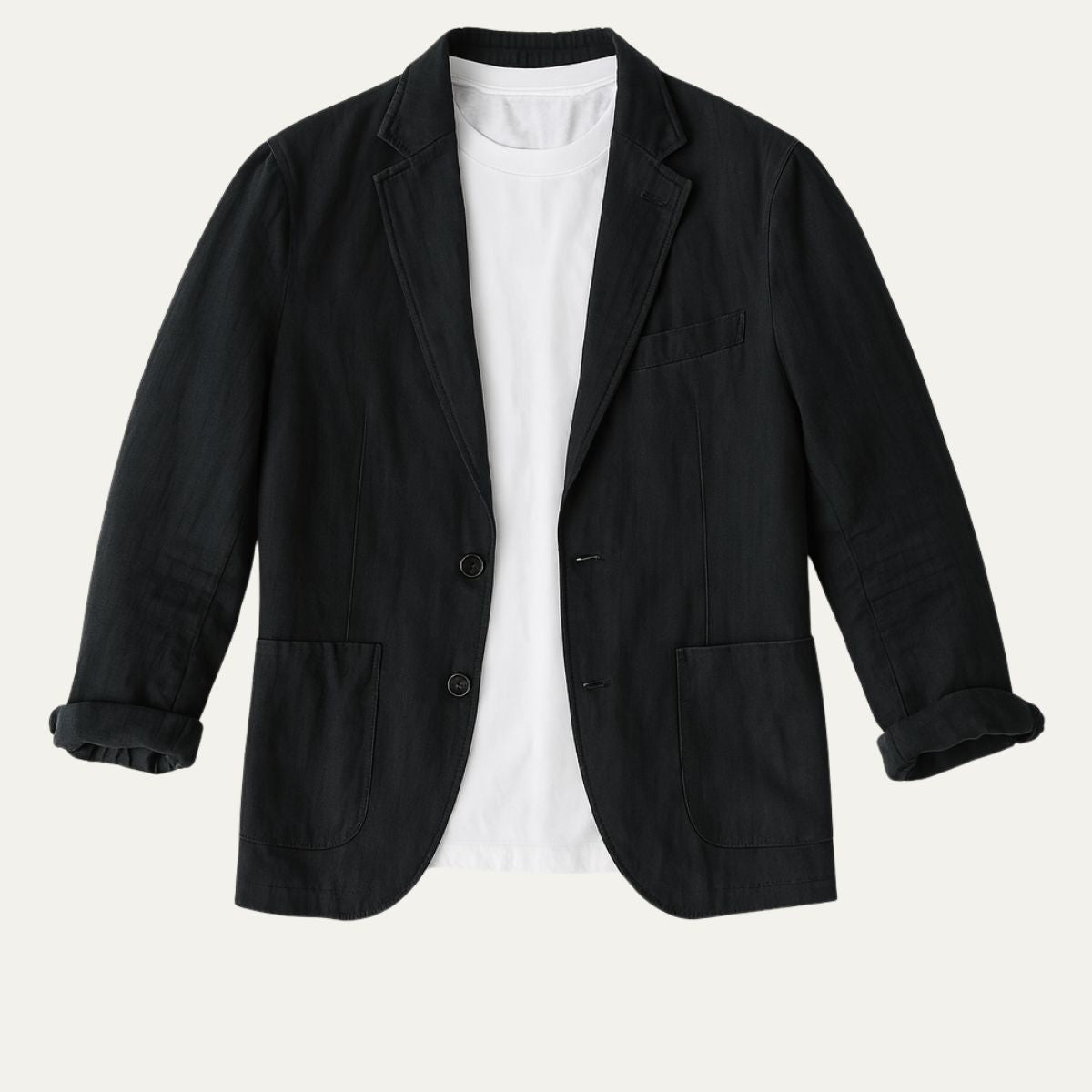 Giacca di lino da uomo estiva e leggera con revers e tasche, elegante per matrimonio - Nero