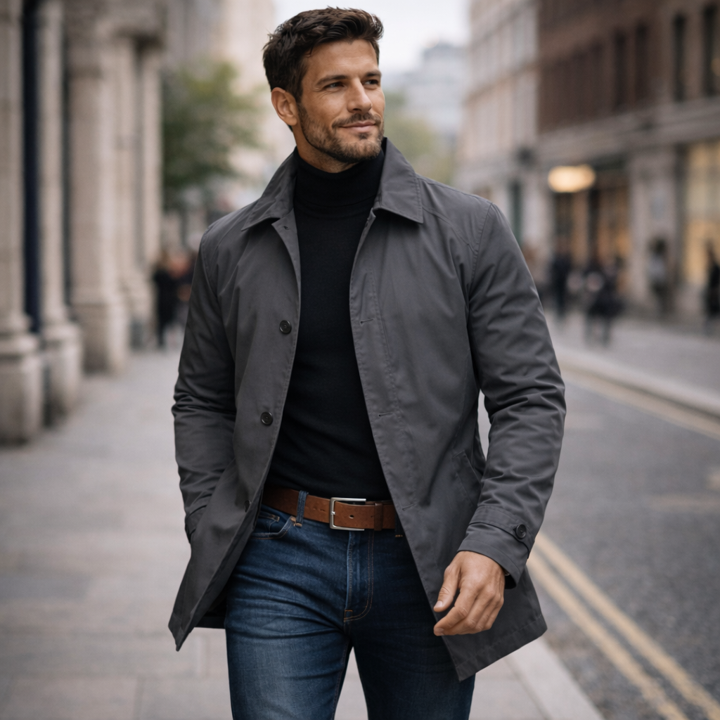 Giacca lunga leggera da uomo, soprabito elegante per ufficio, città e mezza stagione - view 5