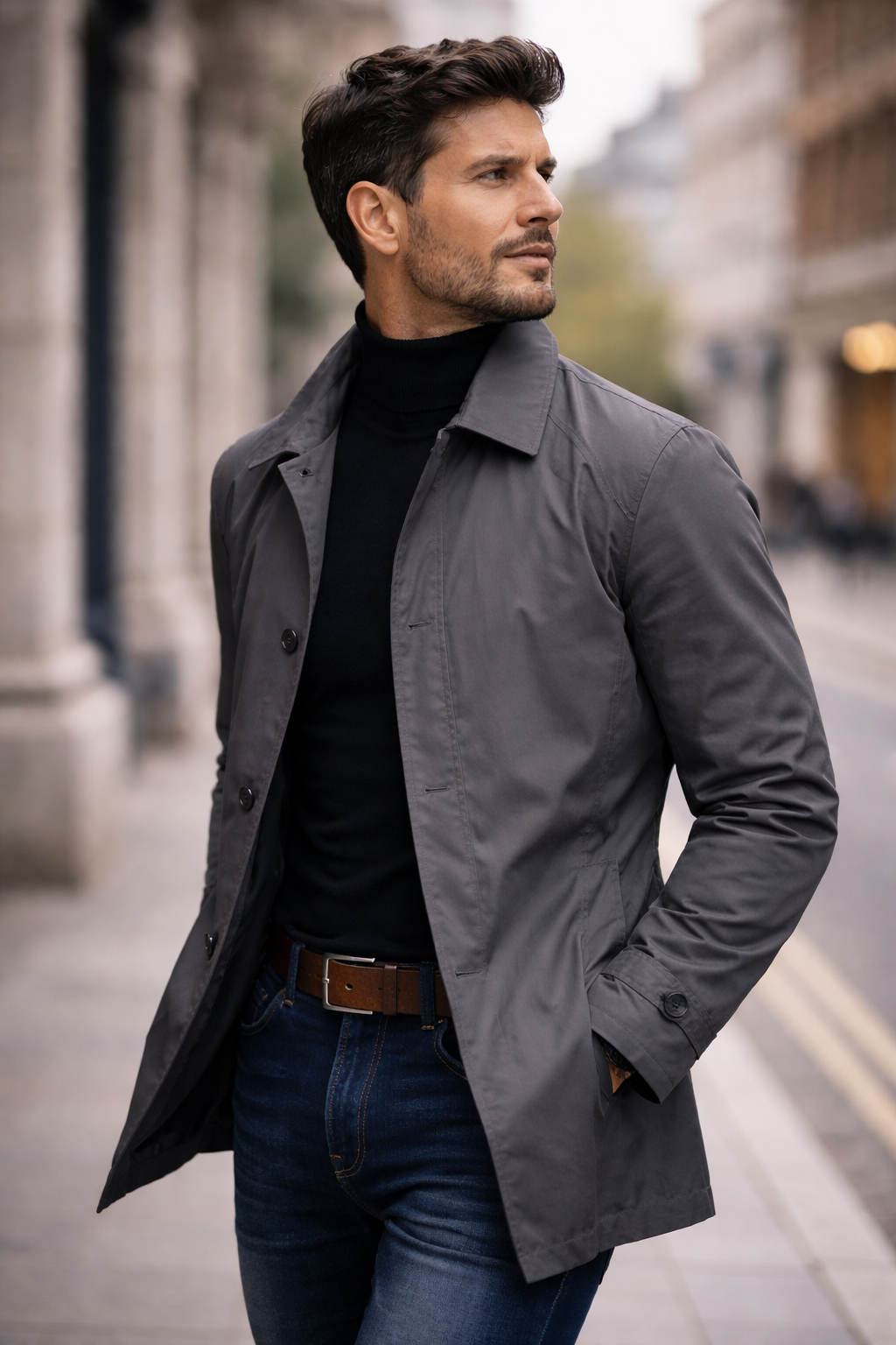 Giacca lunga leggera da uomo, soprabito elegante per ufficio, città e mezza stagione - view 7