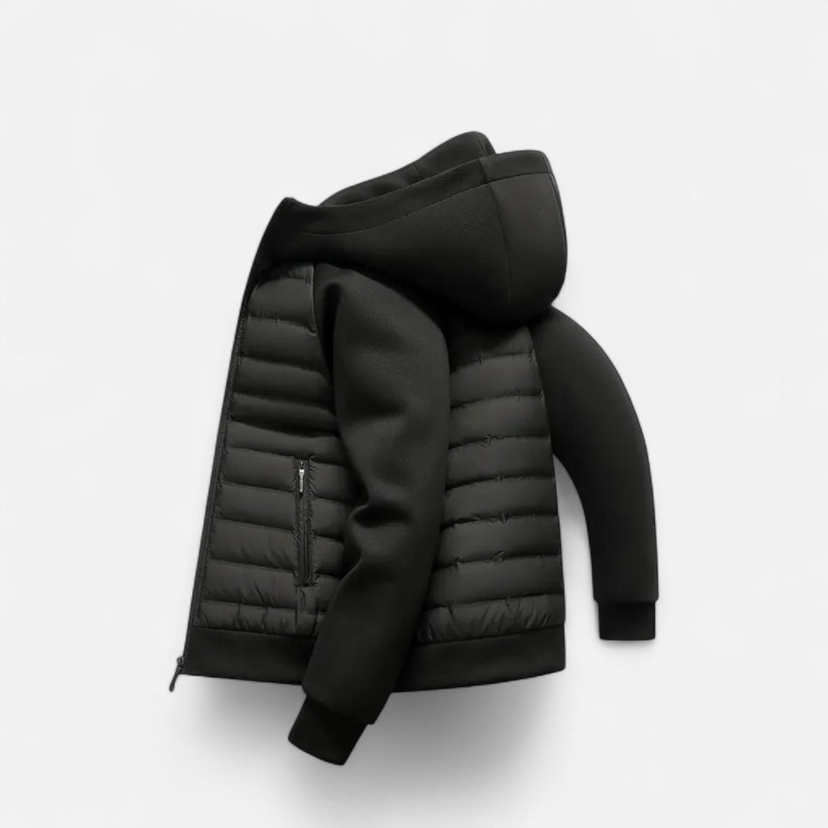 Giubbotto uomo con cappuccio trapuntato, giacca invernale imbottita con zip - view 6