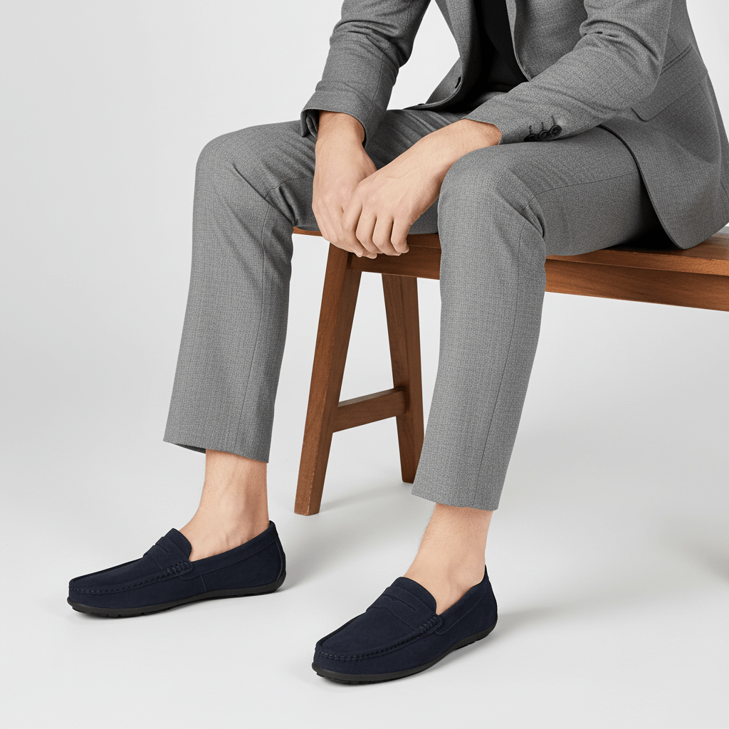 Mocassini da uomo in camoscio con suola flessibile, eleganti da ufficio e casual - view 7