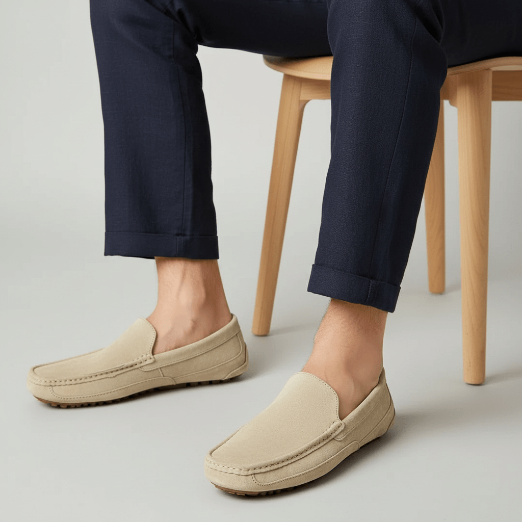 Mocassini uomo in camoscio, eleganti e comodi, per look formale e casual - view 4