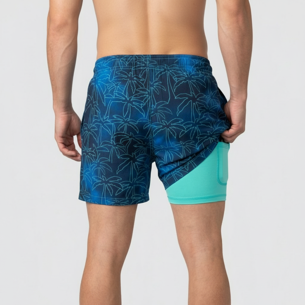 Pantaloncini da bagno da uomo ad asciugatura rapida con fodera interna e coulisse, per mare e piscina - view 12