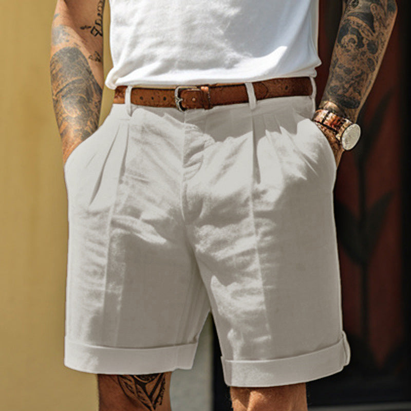 Pantaloncini eleganti con pinces da uomo, bermuda casual per l'estate - Grigio chiaro