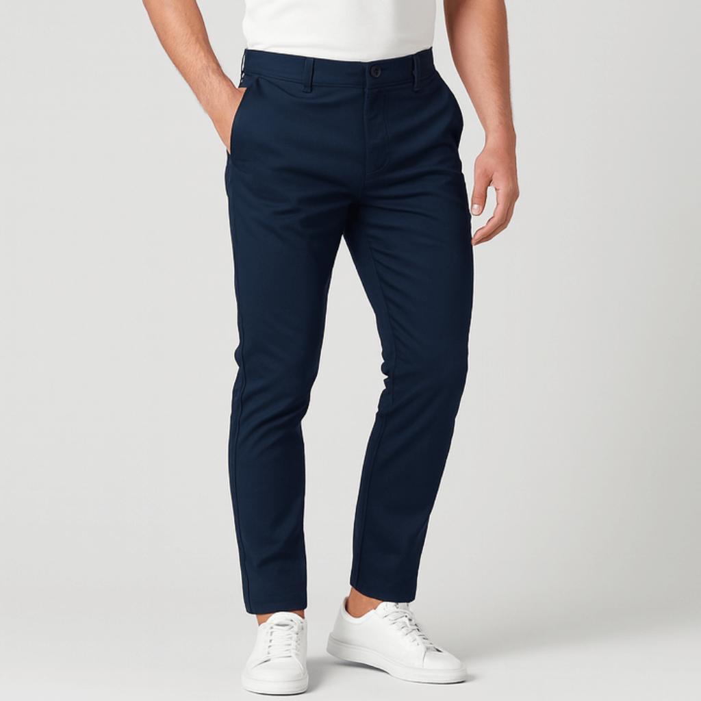 Pantaloni chino da uomo elasticizzati, slim fit, traspiranti e comodi - Blu scuro
