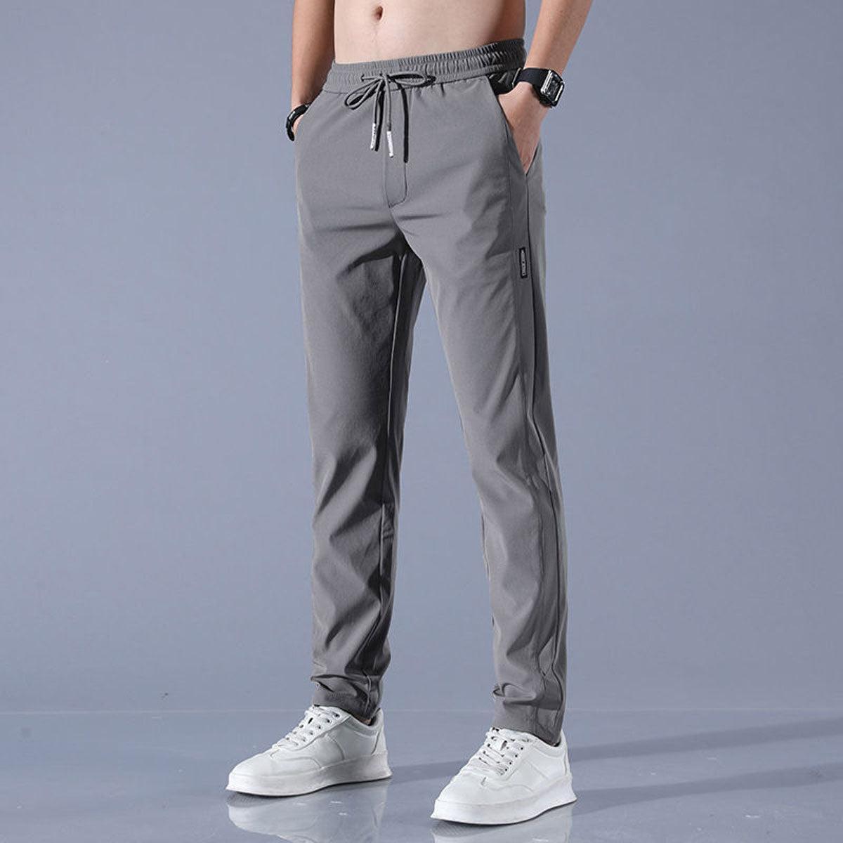 Pantaloni sportivi da uomo elasticizzati e ad asciugatura rapida, slim fit con coulisse - Grigio scuro