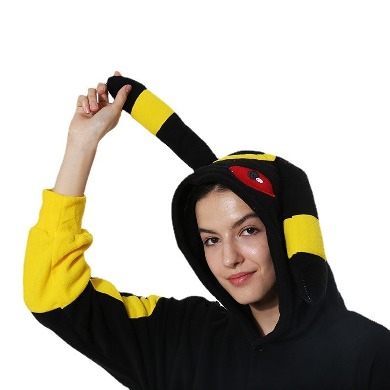 Pigiama intero in pile unisex con cappuccio, morbida tuta kigurumi con animali per tutta la famiglia - view 11