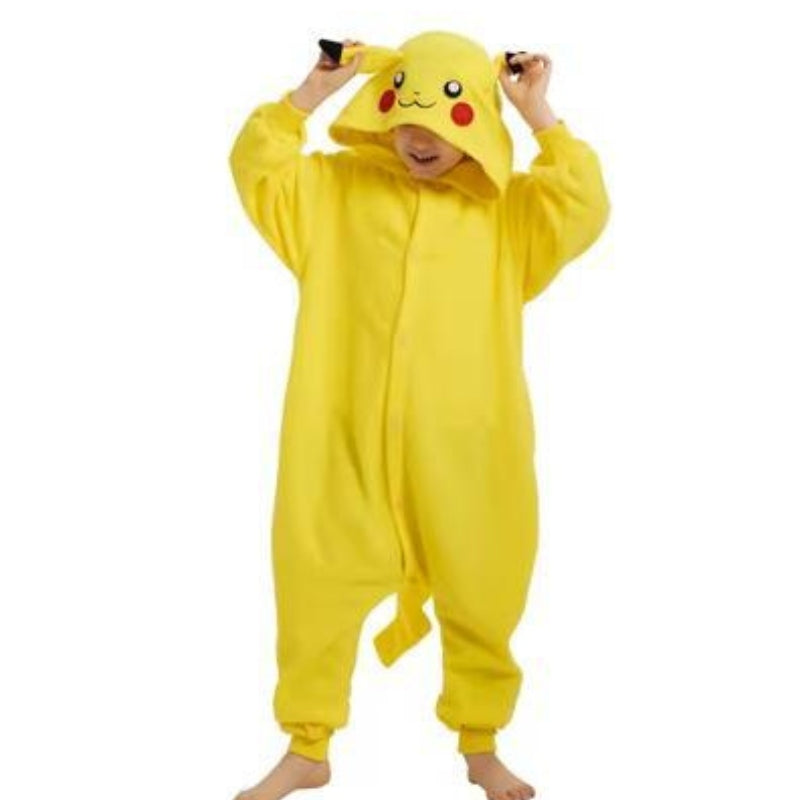 Pigiama intero in pile unisex con cappuccio, morbida tuta kigurumi con animali per tutta la famiglia - view 6
