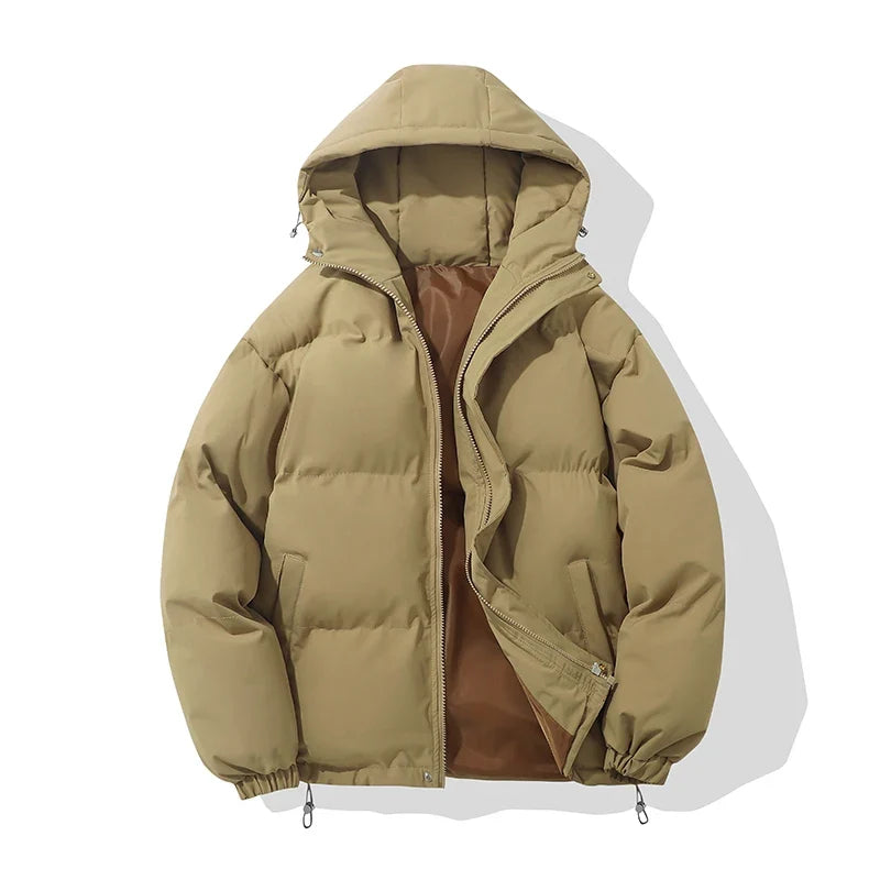 Piumino con cappuccio unisex in misto cotone, giubbotto imbottito invernale - view 17