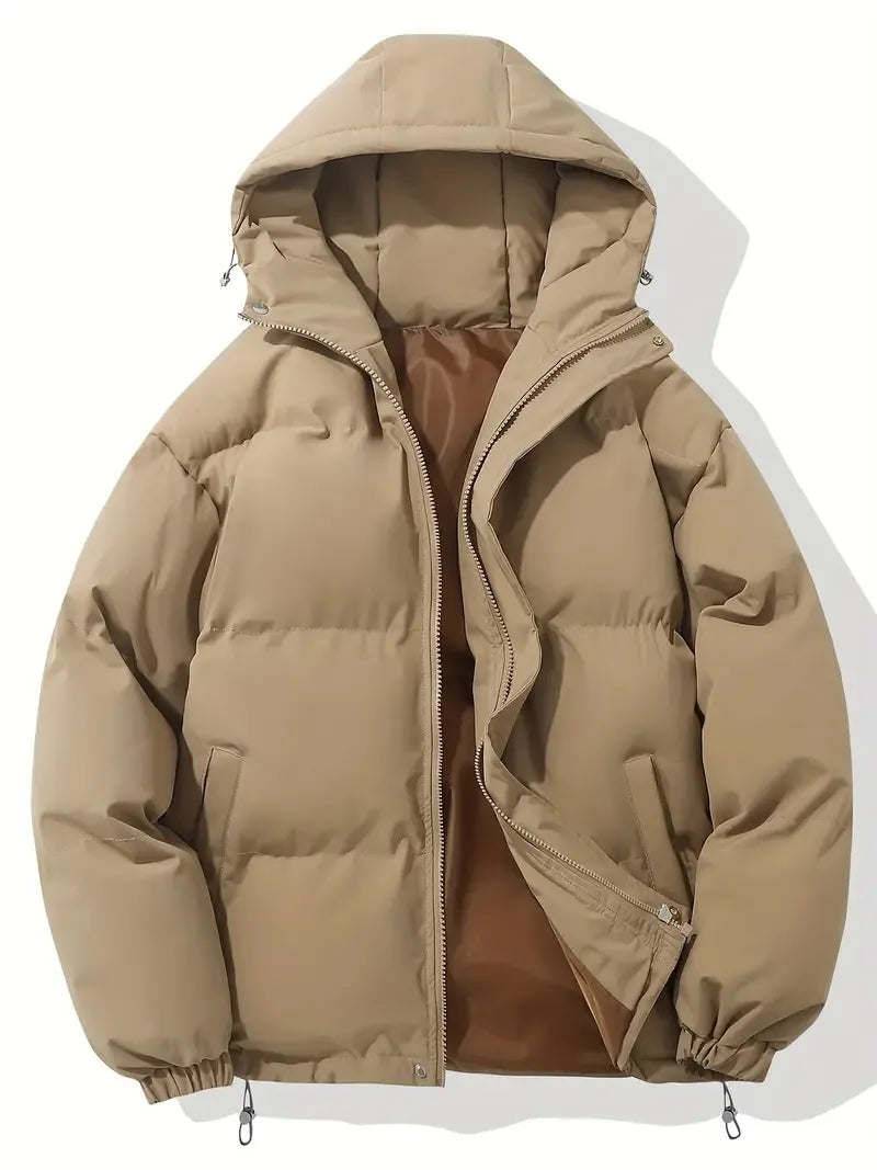Piumino da donna con cappuccio, trapuntato e imbottito, giacca invernale con zip - Kaki