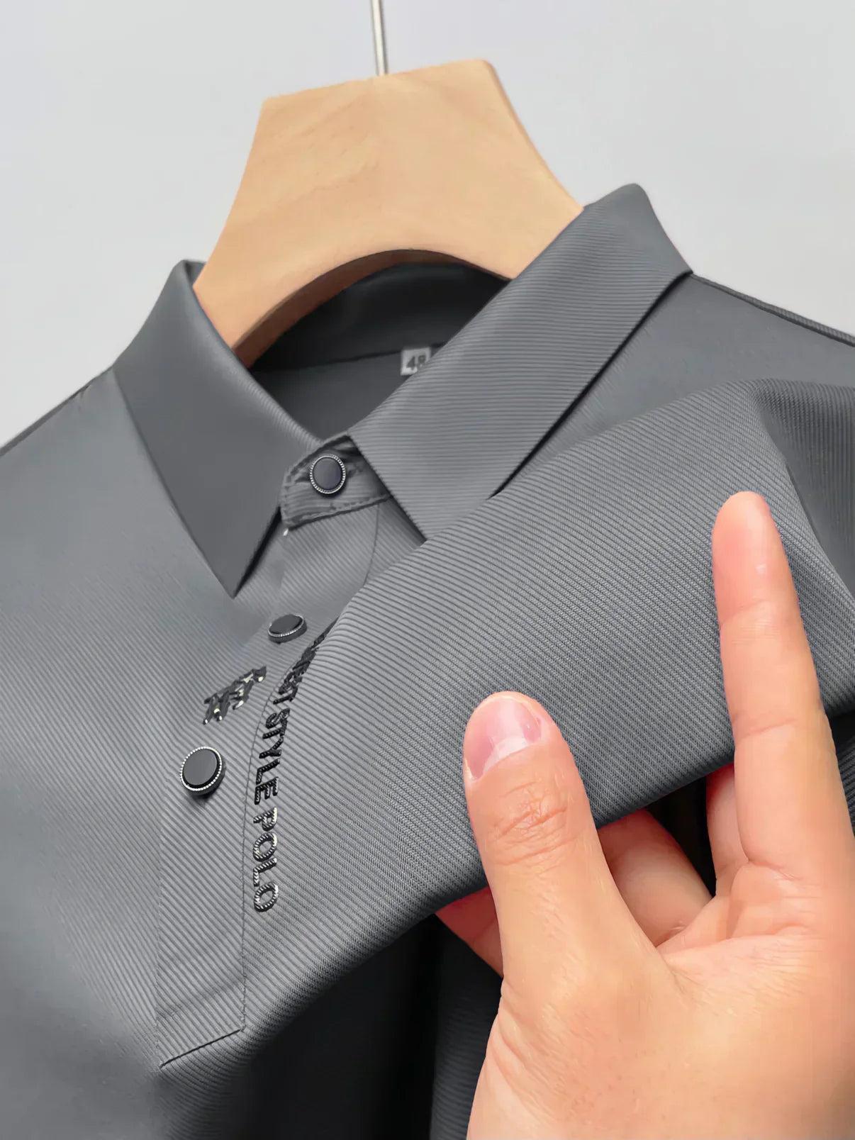 Polo da uomo in cotone elasticizzato, traspirante e dalla vestibilità moderna, per lavoro e tempo libero - view 7