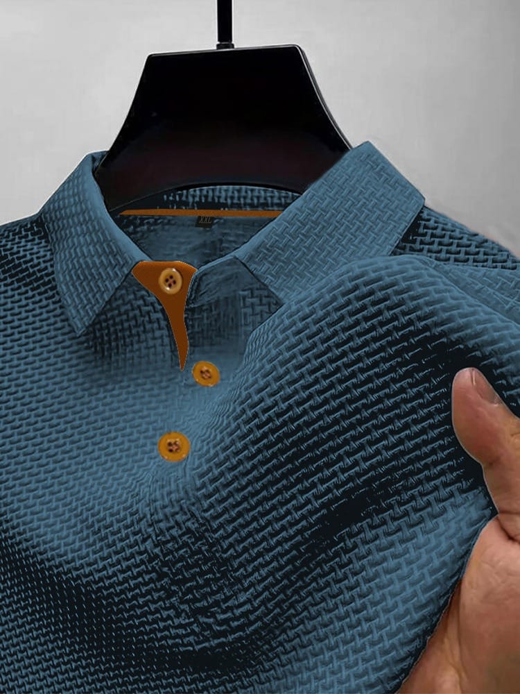 Polo da uomo in maglia a manica corta con colletto classico, elegante e casual - Blu