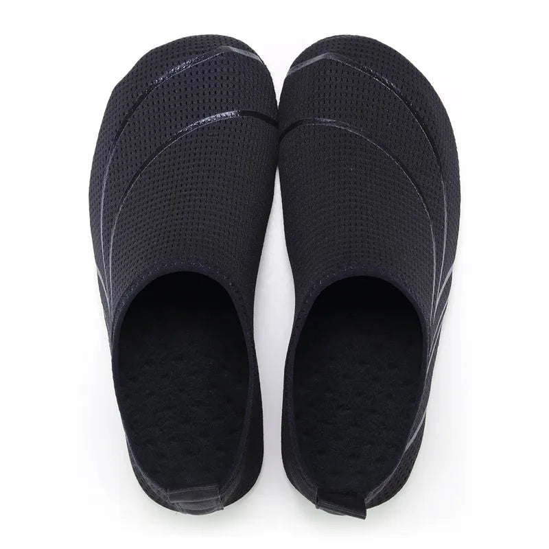 Scarpe da acqua unisex, flessibili e leggere ad asciugatura rapida, antiscivolo da scoglio e piscina - Nero