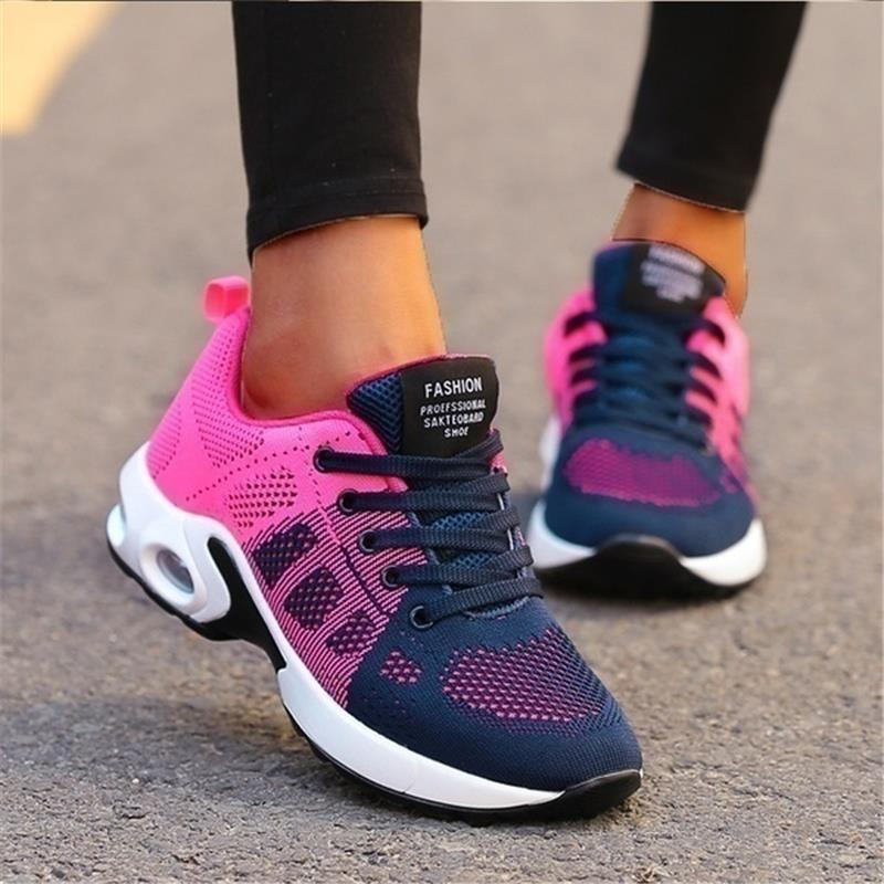 Sneakers donna comode con suola ad aria in mesh traspirante, scarpe da ginnastica sportive per il tempo libero - Viola-Blu