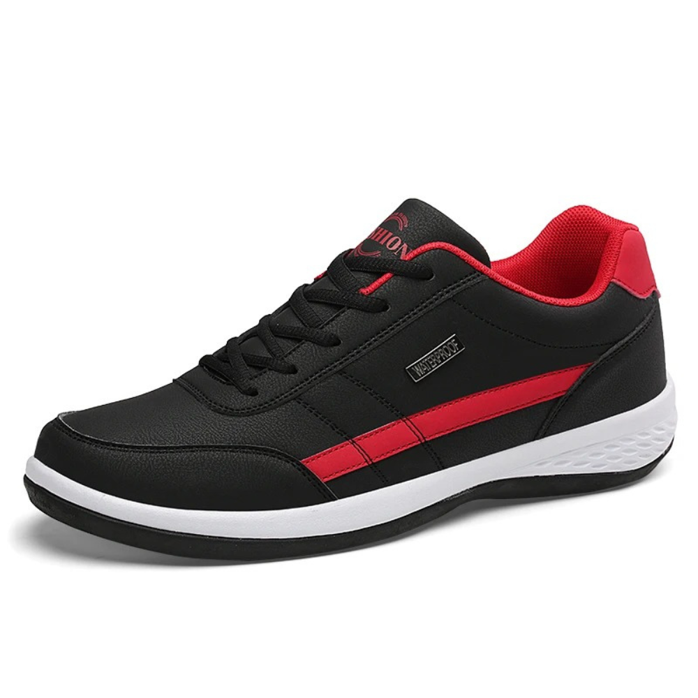 Sneakers in pelle da uomo con lacci, casual e comode per tutti i giorni - Nero