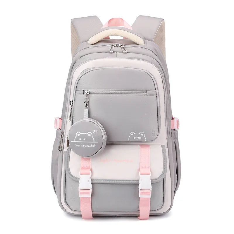 Zaino scolastico multitasche con porta pc, per medie e superiori - zaino con tante tasche - Grigio