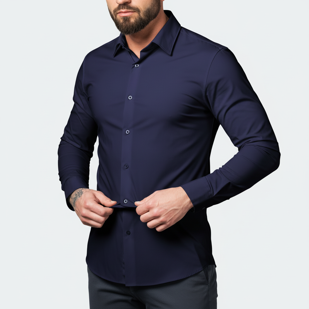 Glebronia | Camicia elasticizzata slim fit con finitura antirughe