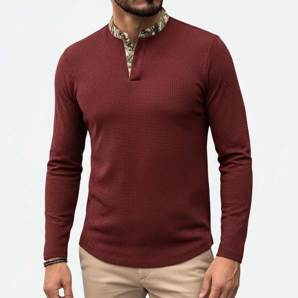 Glebronia | Camicia henley granata a maniche lunghe