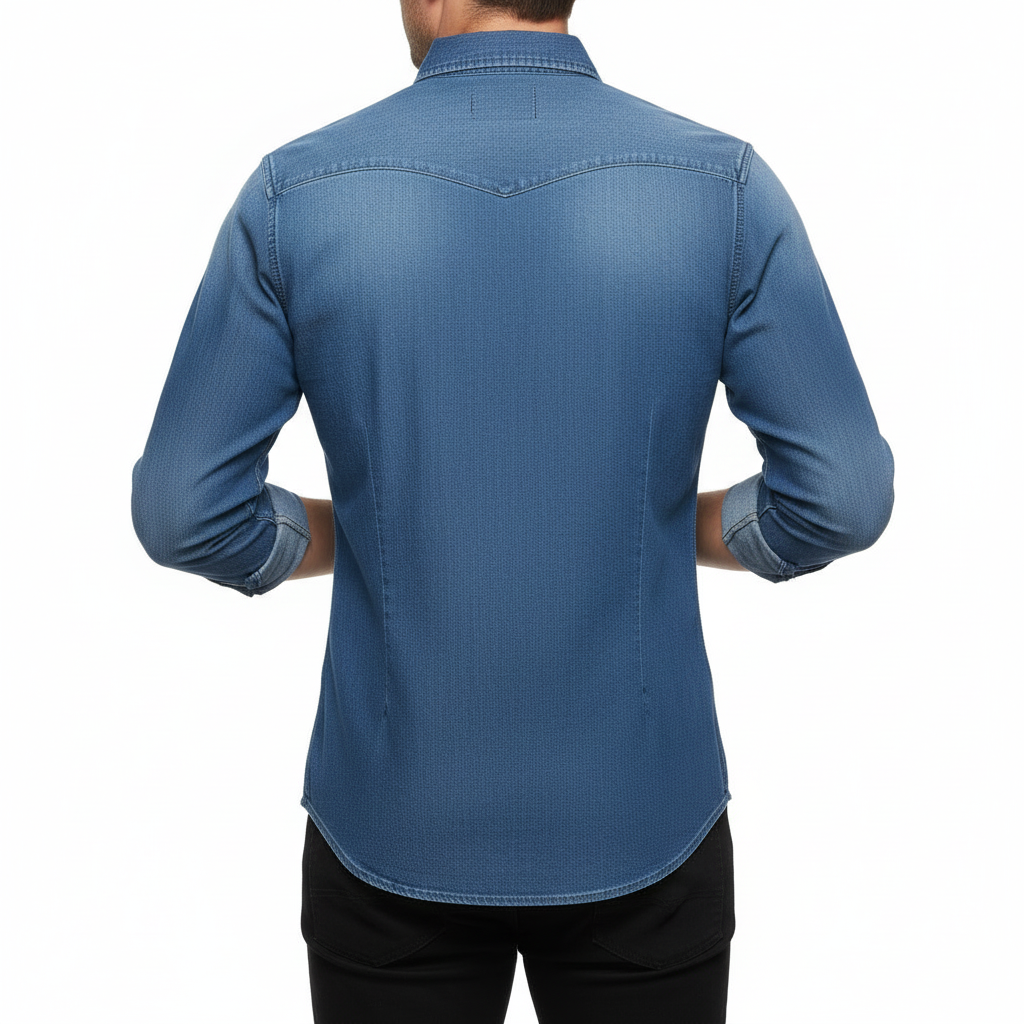Glebronia | Camicia in denim elasticizzato con tasche e chiusura con bottoni