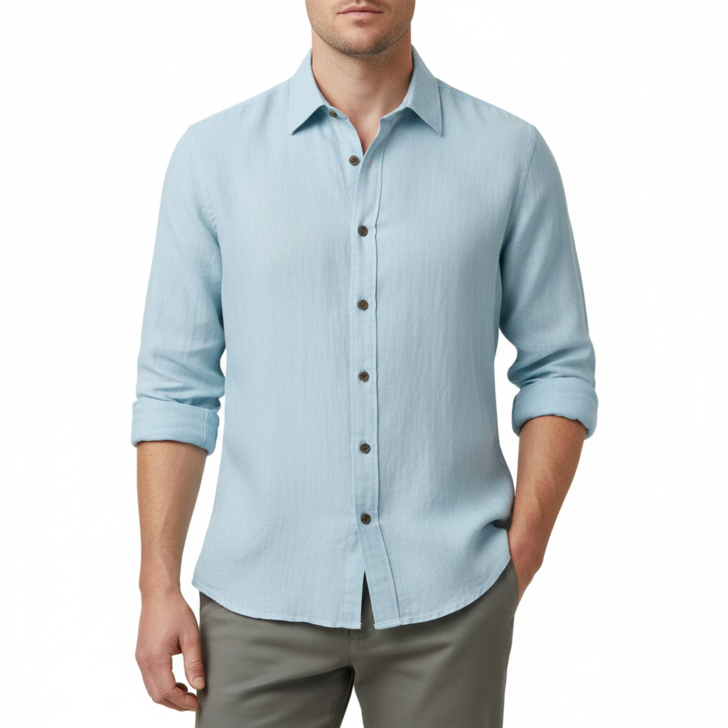 Glebronia | Camicia in lino a maniche lunghe con colletto francese