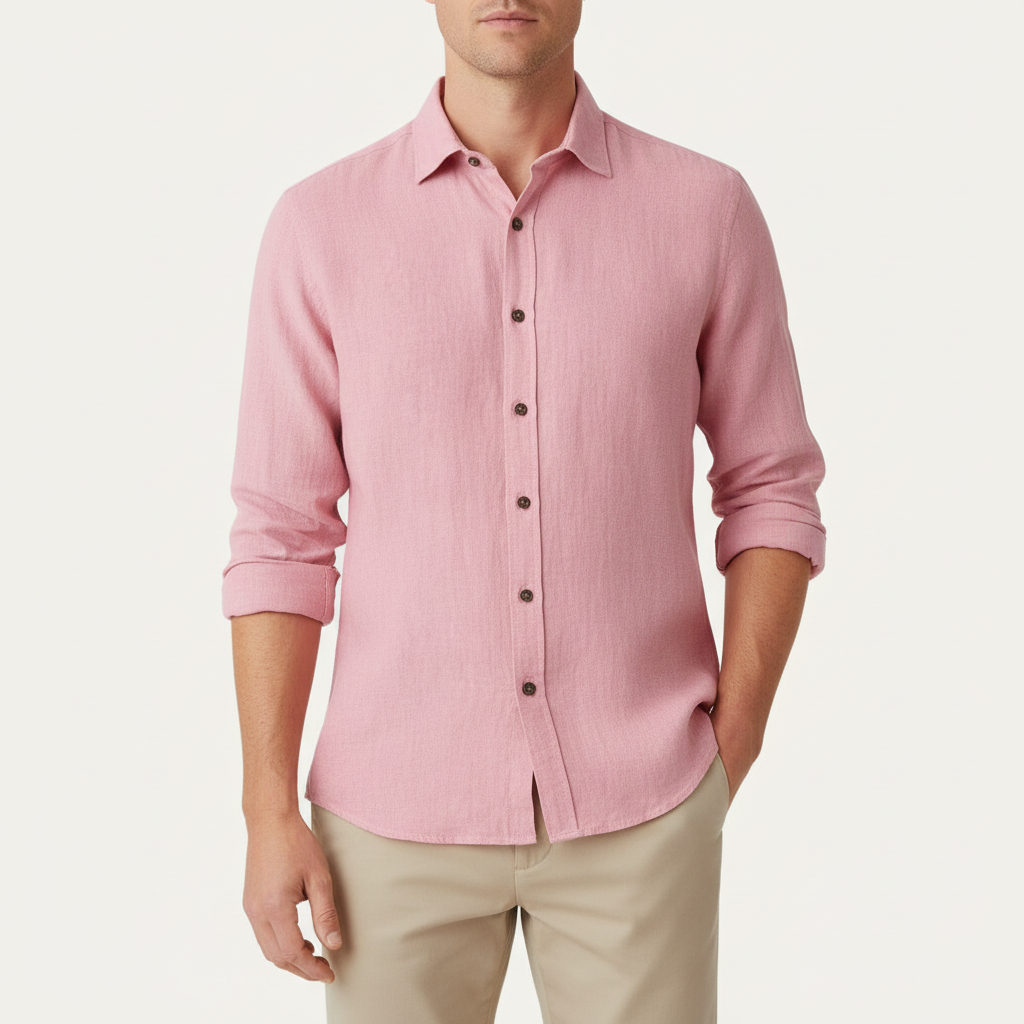 Glebronia | Camicia in lino a maniche lunghe con colletto francese