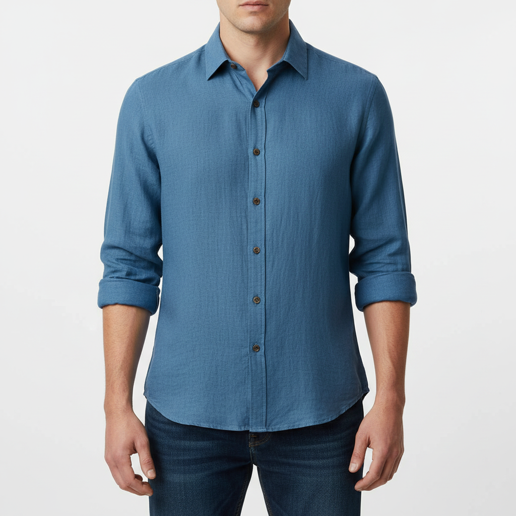 Glebronia | Camicia in lino a maniche lunghe con colletto francese