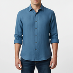 Glebronia | Camicia in lino a maniche lunghe con colletto francese