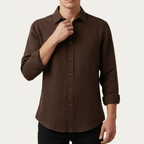 Glebronia | Camicia in lino a maniche lunghe con colletto francese