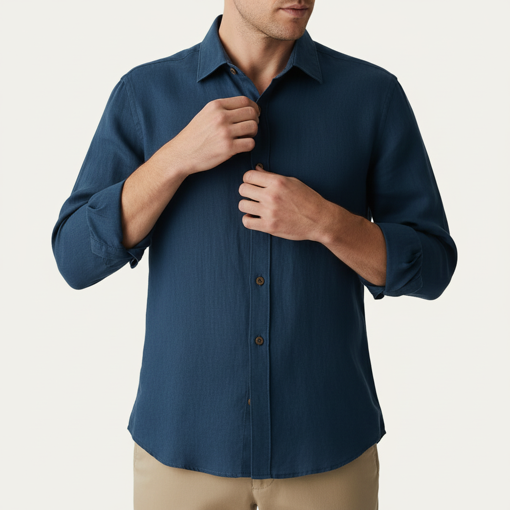 Glebronia | Camicia in lino a maniche lunghe con colletto francese