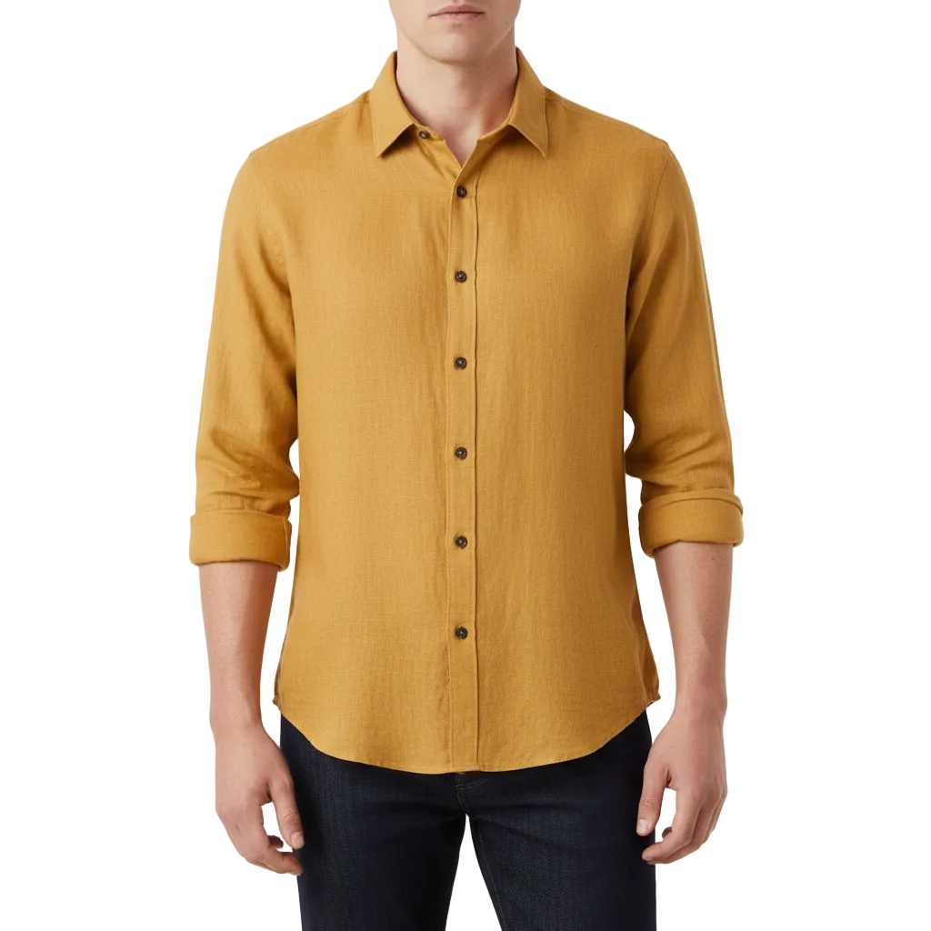 Glebronia | Camicia in lino a maniche lunghe con colletto francese