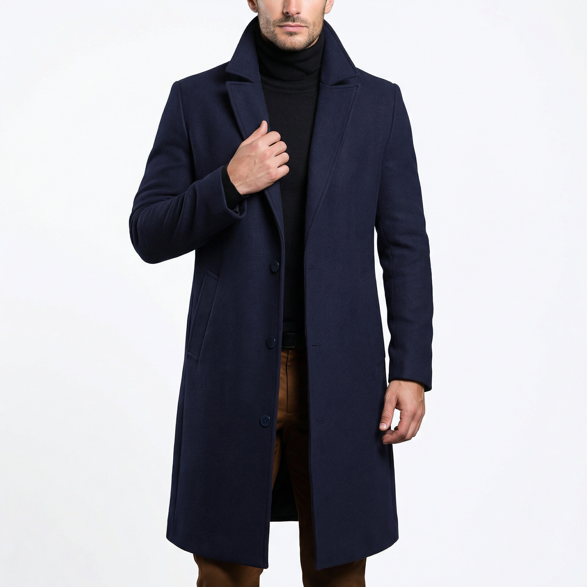 Glebronia | Cappotto lungo in misto lana con tasche profonde